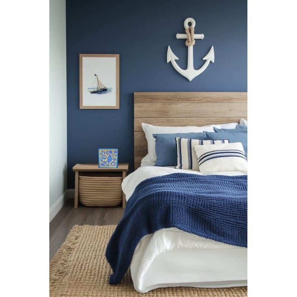 Nautical Seashell bedside Led light - Blue & Ivory Coastal Decor For Home